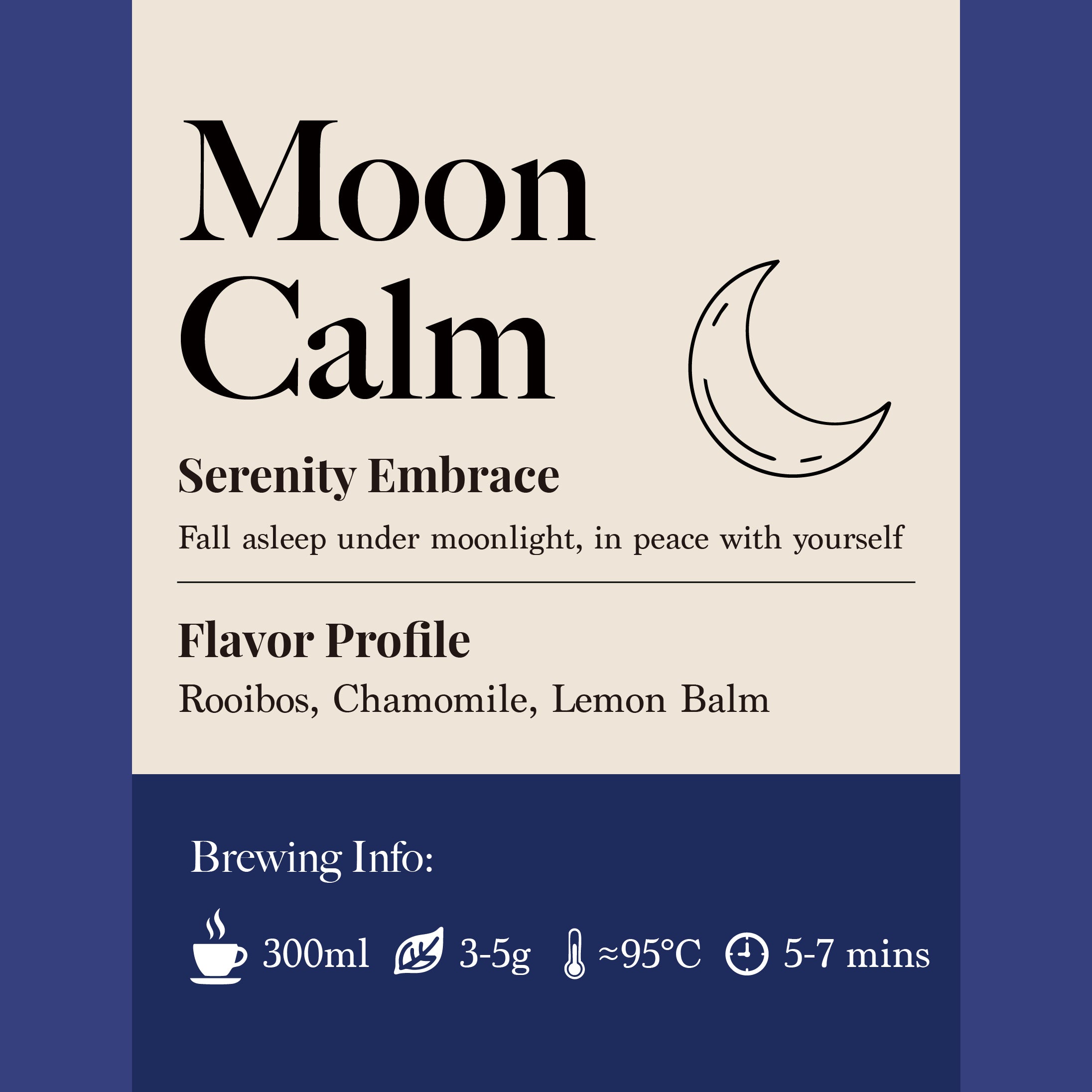 A warm cup of Moon Calm rooibos and herbal tea